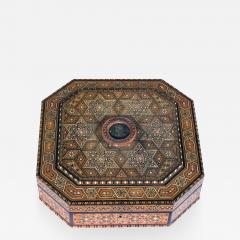 Finely crafted middle eastern micro mosaic marquetry inlaid octagonal box - 860694