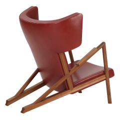 Finn Juhl 1938 Finn Juhl iconic The Grasshopper Chair Indian Red leather walnut - 4316647