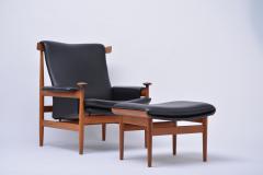 Finn Juhl Black Finn Juhl Easy Chair Model Bwana with Foot Stool Produced by France Son - 1980906