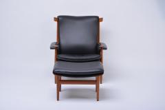 Finn Juhl Black Finn Juhl Easy Chair Model Bwana with Foot Stool Produced by France Son - 1980910