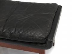 Finn Juhl Finn Juhl Danish Rosewood Black Leather Ottoman Stool - 3811751