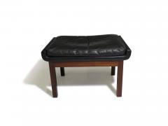 Finn Juhl Finn Juhl Danish Rosewood Black Leather Ottoman Stool - 3811752