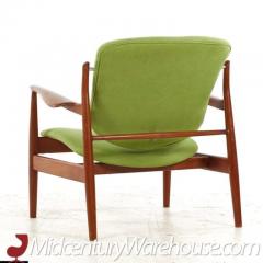 Finn Juhl Finn Juhl Mid Century FJ 136 Danish Teak Lounge Chairs Pair - 3275619