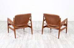 Finn Juhl Finn Juhl Model FD 136 Teak Leather Lounge Chairs for France Daverkosen - 2561314