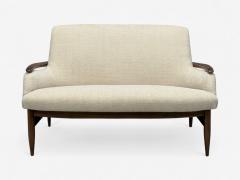 Finn Juhl Finn Juhl Style Danish Modern Wood Beige Fabric Sofa Denmark 1950s - 4331648