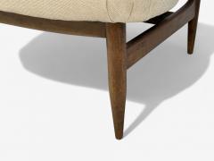 Finn Juhl Finn Juhl Style Danish Modern Wood Beige Fabric Sofa Denmark 1950s - 4331653