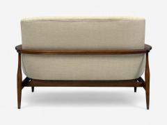 Finn Juhl Finn Juhl Style Danish Modern Wood Beige Fabric Sofa Denmark 1950s - 4331655
