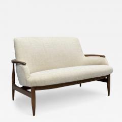 Finn Juhl Finn Juhl Style Danish Modern Wood Beige Fabric Sofa Denmark 1950s - 4332543