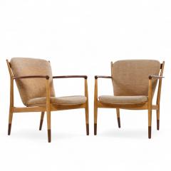 Finn Juhl Finn Juhl for Baker Delegate Mid Century Walnut Lounge Chairs Pair - 4362886