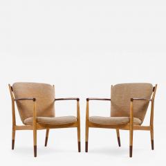Finn Juhl Finn Juhl for Baker Delegate Mid Century Walnut Lounge Chairs Pair - 4363376