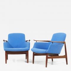 Finn Juhl Finn Juhl for Niels Vodder NV 53 Blue Chairs Pair - 4435892