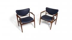 Finn Juhl Pair of Finn Juhl NV 48 Chair Blue Leather - 2933128