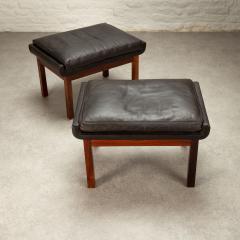 Finn Juhl Pair of Rosewood and Leather Stools by Finn Juhl Denmark 1960s - 3150672