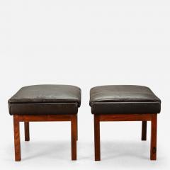 Finn Juhl Pair of Rosewood and Leather Stools by Finn Juhl Denmark 1960s - 3152241