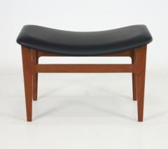 Finn Juhl Scandinavian Modern Teak Leather Footstool by Finn Juhl - 2239601