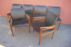 Finn Juhl Set of Six Teak and Leather Dining Chairs Models 191 192 by Finn Juhl - 404840