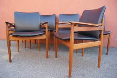 Finn Juhl Set of Six Teak and Leather Dining Chairs Models 191 192 by Finn Juhl - 404841