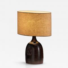 Finn Lynggard Dark Stoneware Table Lamp by Finn Lynggaard Denmark Second half of the 20th C - 4591666
