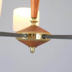 Finnish Design Chandelier in Brass Teak and Glass Finland 1970s - 4353741