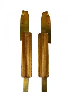 Finnish Mid Century Design Door Handles in Brass Wood 1950s - 3986857