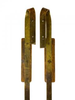 Finnish Mid Century Design Door Handles in Brass Wood 1950s - 3986859