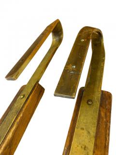 Finnish Mid Century Design Door Handles in Brass Wood 1950s - 3986863