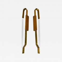 Finnish Mid Century Design Door Handles in Brass Wood 1950s - 4026789