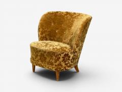 Finnish Modern Easy Chairs Damask Beech Finland 1940s - 4583228