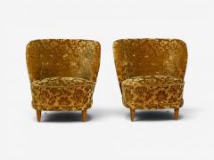 Finnish Modern Easy Chairs Damask Beech Finland 1940s - 4583229