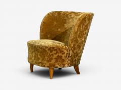 Finnish Modern Easy Chairs Damask Beech Finland 1940s - 4583234
