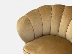 Finnish Modern Lounge Chairs Beige Velvet Wood Finland 1950s - 4448306