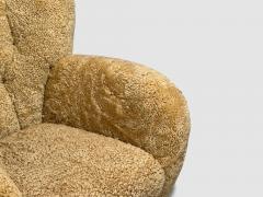 Finnish Modern Organic Lounge Chairs Shearling Wood Finland 1940s - 4461470