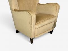 Finnish Modern Wingback Chairs Beige Velvet Wood Finland 1950s - 4749375