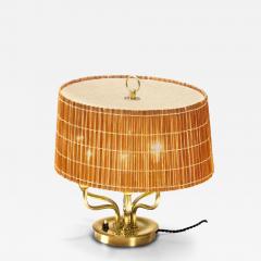 Finnish Six Armed Brass Table Lamp with Aspen Shade Finland Mid 20th Century - 4277034