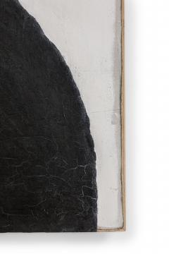 Fino Prydz Norwegian Contemporary Black and White Abstract on Birch Panel Untitled - 4619669