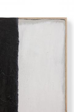 Fino Prydz Norwegian Contemporary Black and White Abstract on Birch Panel Untitled - 4619670