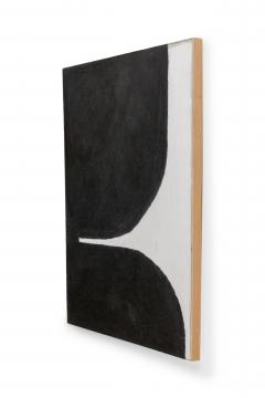 Fino Prydz Norwegian Contemporary Black and White Abstract on Birch Panel Untitled - 4619672