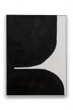 Fino Prydz Norwegian Contemporary Black and White Abstract on Birch Panel Untitled - 4619674