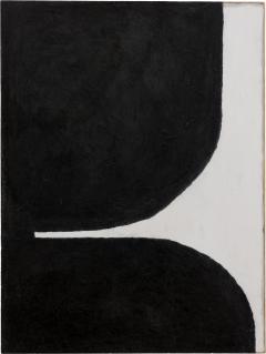 Fino Prydz Norwegian Contemporary Black and White Abstract on Birch Panel Untitled - 4619677