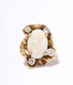 Fire Opal and Diamond 18 k Gold Ring - 3152742