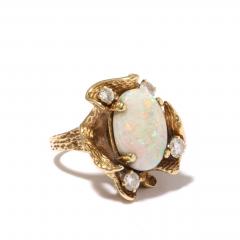 Fire Opal and Diamond 18 k Gold Ring - 3152748