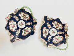 First Period Dr Wall Worcester Wall Pair of Dr Wall Worcester Porcelain Scale Blue Leaf Twig Dishes circa 1770 - 4684079
