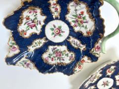 First Period Dr Wall Worcester Wall Pair of Dr Wall Worcester Porcelain Scale Blue Leaf Twig Dishes circa 1770 - 4684084