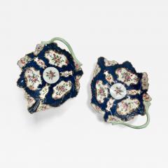 First Period Dr Wall Worcester Wall Pair of Dr Wall Worcester Porcelain Scale Blue Leaf Twig Dishes circa 1770 - 4684113