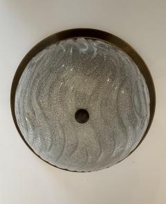 Fischer Leuchten 1960s Ice Murano Glass German Mid Century Flush Ceiling Lamp - 4486530