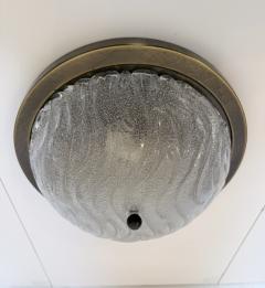 Fischer Leuchten 1960s Ice Murano Glass German Mid Century Flush Ceiling Lamp - 4486536