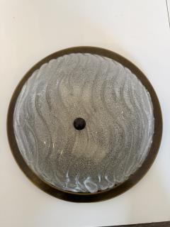 Fischer Leuchten 1960s Ice Murano Glass German Mid Century Flush Ceiling Lamp - 4486537