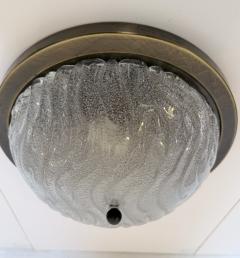 Fischer Leuchten 1960s Ice Murano Glass German Mid Century Flush Ceiling Lamp - 4486538