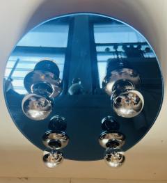 Fischer Leuchten German Space Age 1970s Blue Mirror Flush Ceiling Lamp - 3408057
