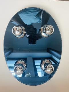 Fischer Leuchten German Space Age 1970s Blue Mirror Flush Ceiling Lamp - 3408059
